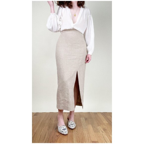 Vintage 100% Silk High Rise Maxi Skirt Straight Column Old Money Quiet Luxury - Picture 4 of 6